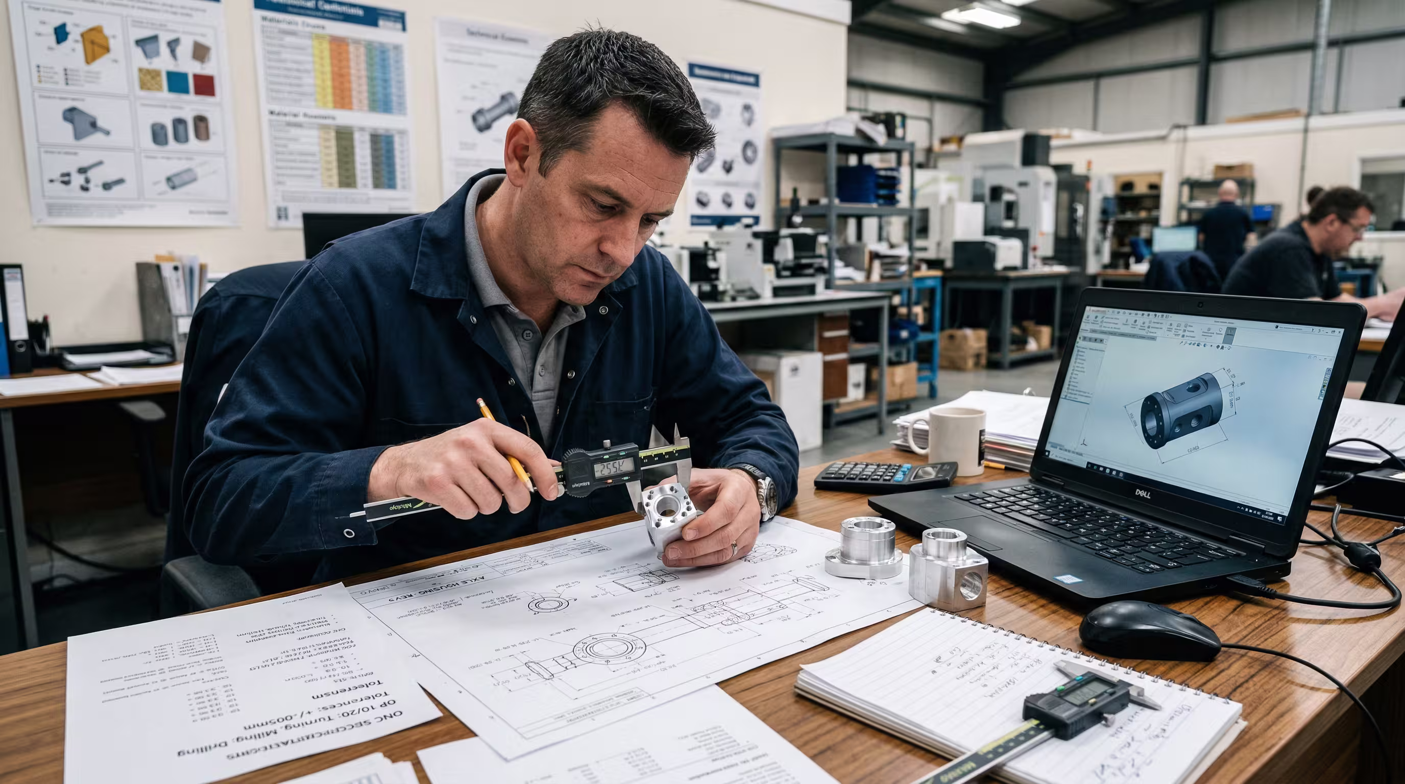 Análise técnica de desenho e especificações para orçamento de usinagem CNC