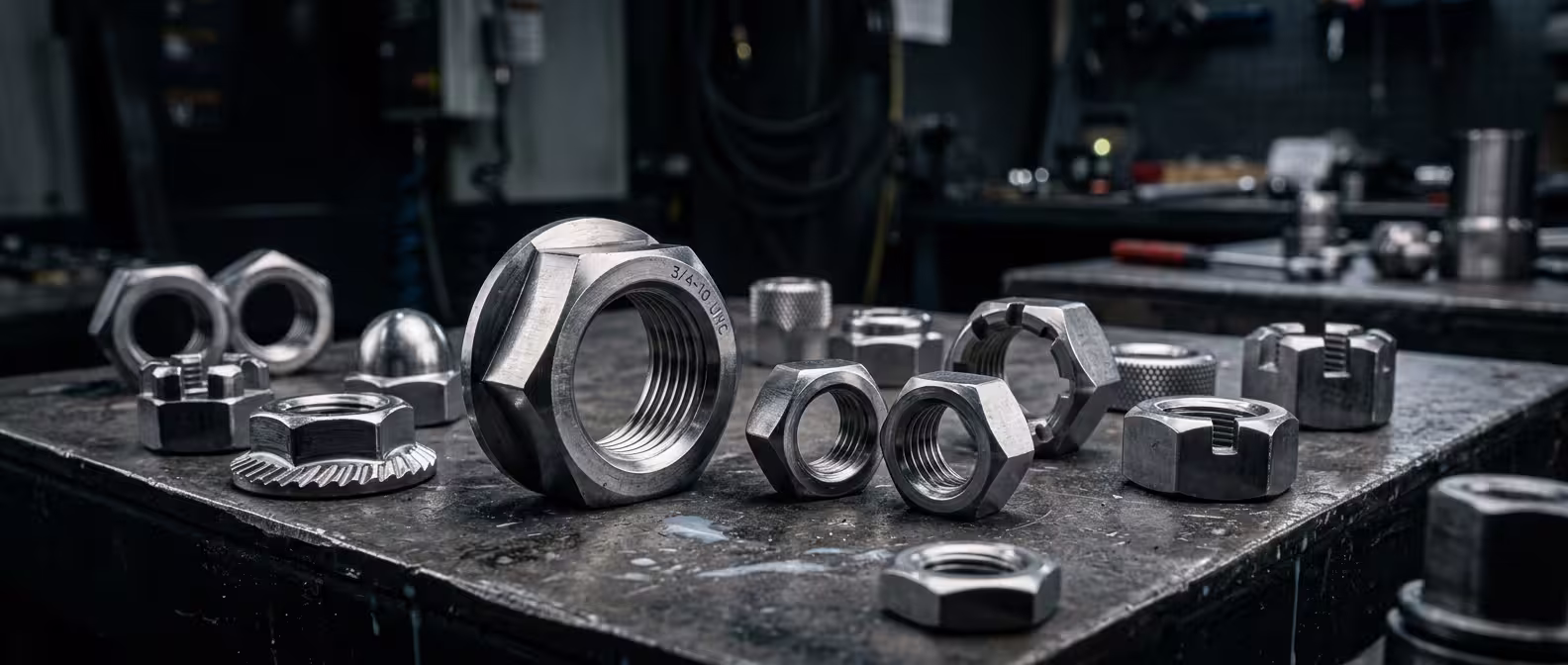 Porcas usinadas pela UsinaSul para montagem industrial com precisão e resistência